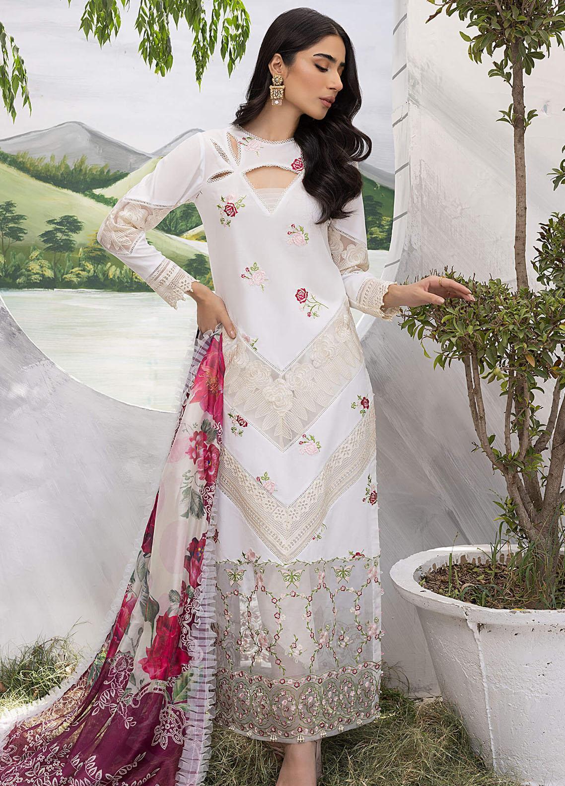 Sakhiyan by Asifa & Nabeel Embroidered Chiffon Suits Unstitched 3 Piece AN22SSF-07 Mehtab - Festive Collection
