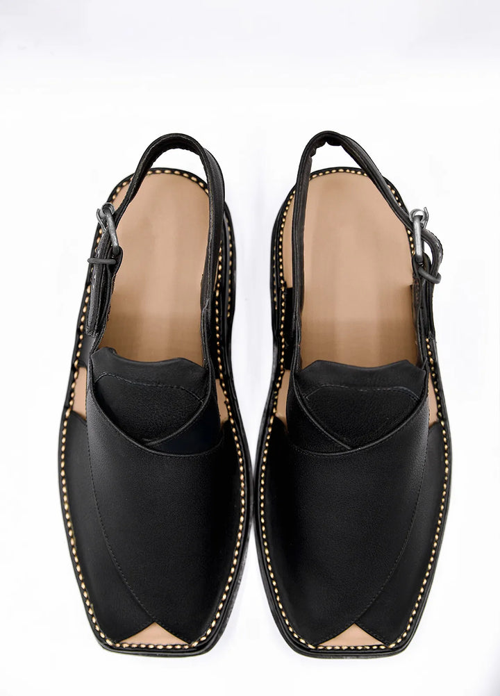 Alif Yay Plain Charsadda Black Peshawri Chappal AY FW10