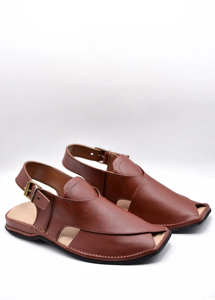 Alif Yay Plain Charsadda Brown Peshawri Chappal AY FW12