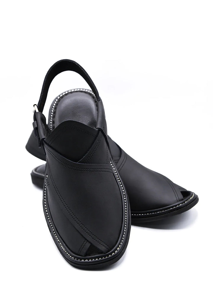 Alif Yay Plain Gogo Black Peshawri Chappal AY FW14