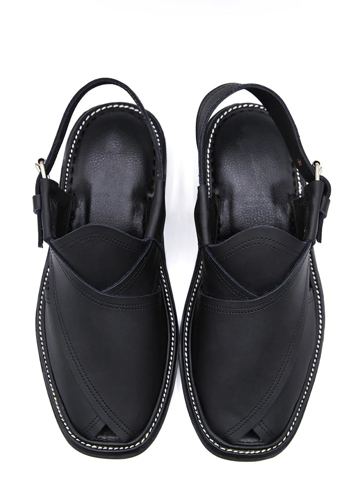 Alif Yay Plain Gogo Black Peshawri Chappal AY FW14