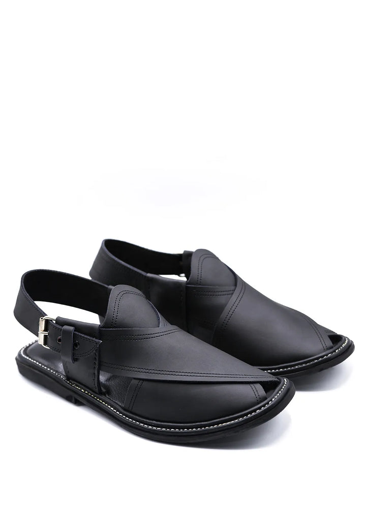 Alif Yay Plain Gogo Black Peshawri Chappal AY FW14