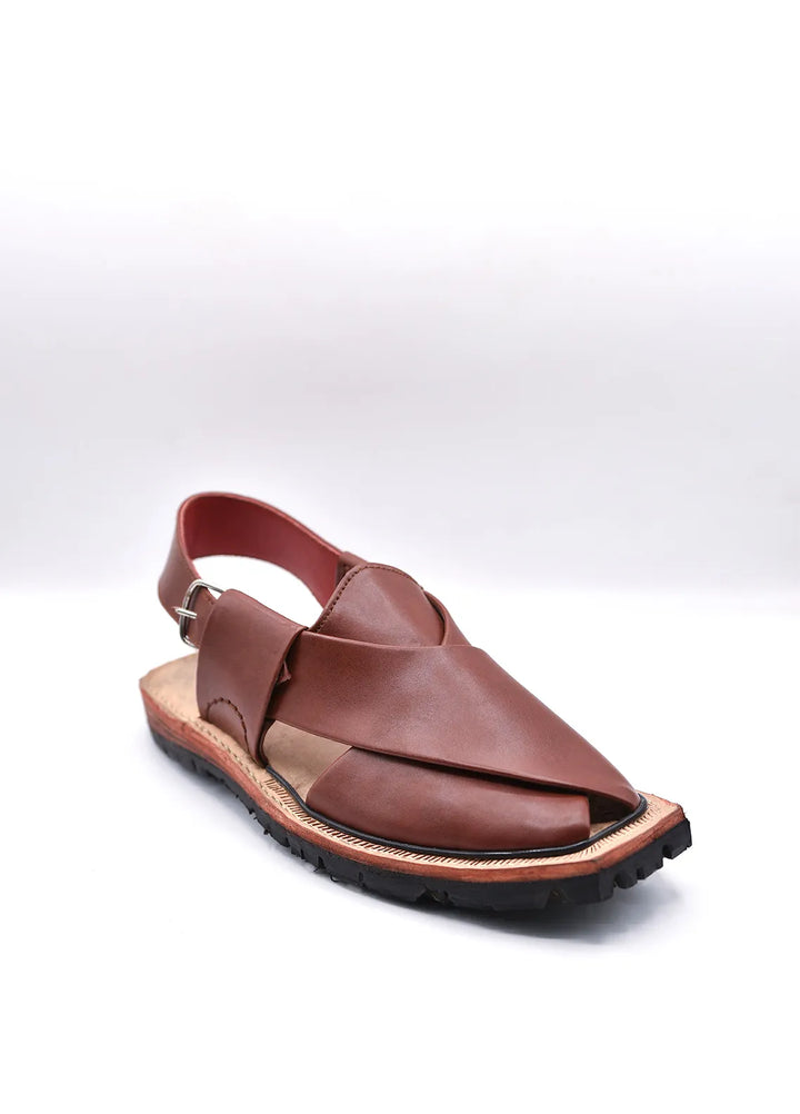 Alif Yay Plain Nyrosi Brown Peshawri Chappal Black AY FW17