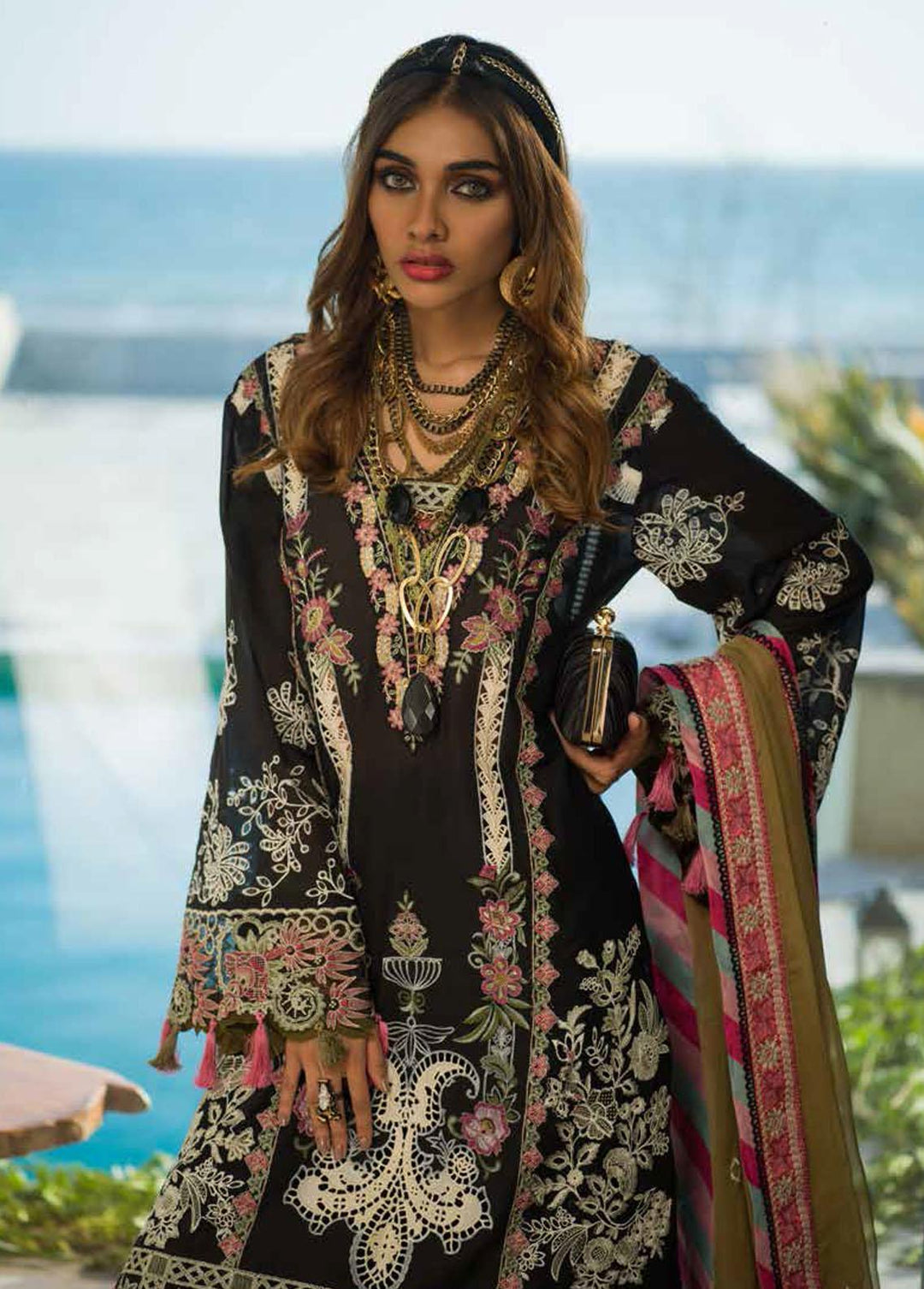 Alif By AJR Couture Embroidered Lawn Suits Unstitched 3 Piece AJR22L AL-09 Octavia - Luxury Collection
