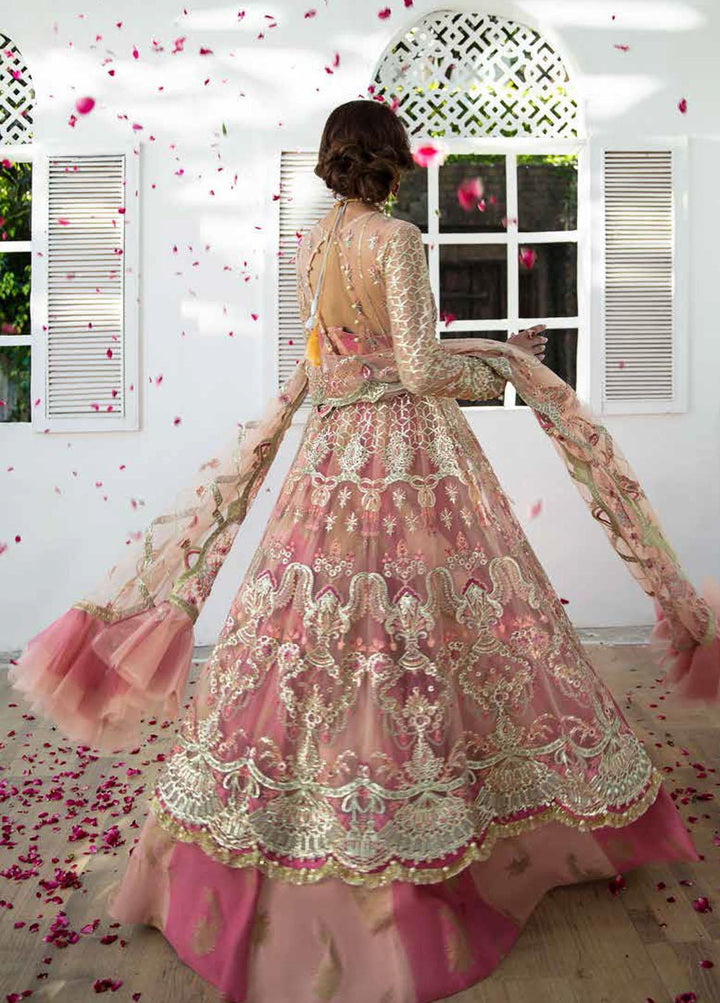 Alif By AJR Couture Embroidered Net Suits Unstitched 3 Piece AJR21WD 05 Peach Infusion - Wedding Collection
