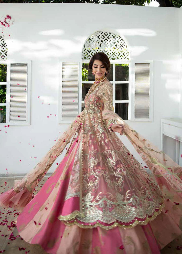 Alif By AJR Couture Embroidered Net Suits Unstitched 3 Piece AJR21WD 05 Peach Infusion - Wedding Collection