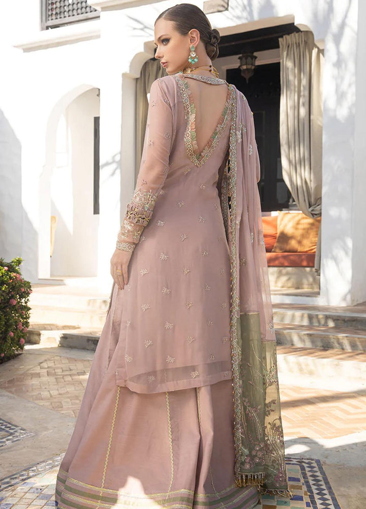 Alif By AJR Couture Embroidered Chiffon Suits Unstitched 4 Piece AJR23AL ALC-02 Dahlia - Luxury Collection