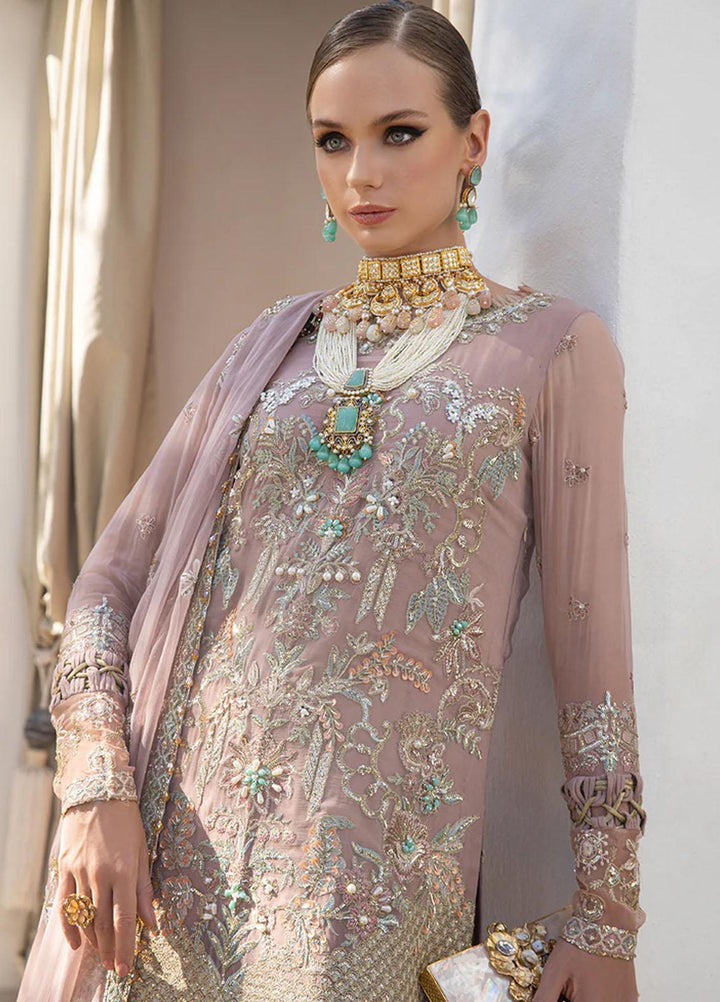 Alif By AJR Couture Embroidered Chiffon Suits Unstitched 4 Piece AJR23AL ALC-02 Dahlia - Luxury Collection