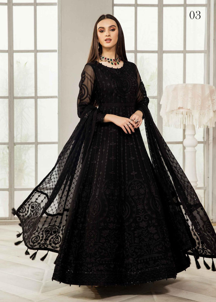 Alizeh Fashion by Bilal Embroidery Embroidered Chiffon Suits Unstitched 3 Piece ABF22F 03 Koyal - Formal Collection