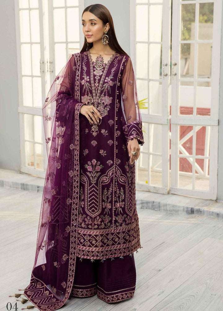 Alizeh Fashion by Bilal Embroidery Embroidered Net Suits Unstitched 3 Piece ABF22F 04 Miraal - Formal Collection