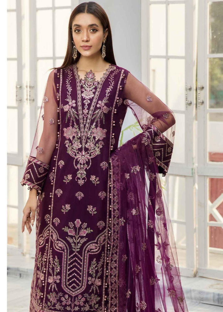 Alizeh Fashion by Bilal Embroidery Embroidered Net Suits Unstitched 3 Piece ABF22F 04 Miraal - Formal Collection