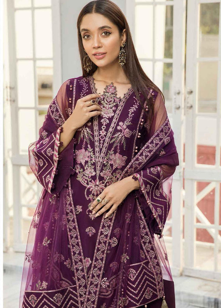 Alizeh Fashion by Bilal Embroidery Embroidered Net Suits Unstitched 3 Piece ABF22F 04 Miraal - Formal Collection