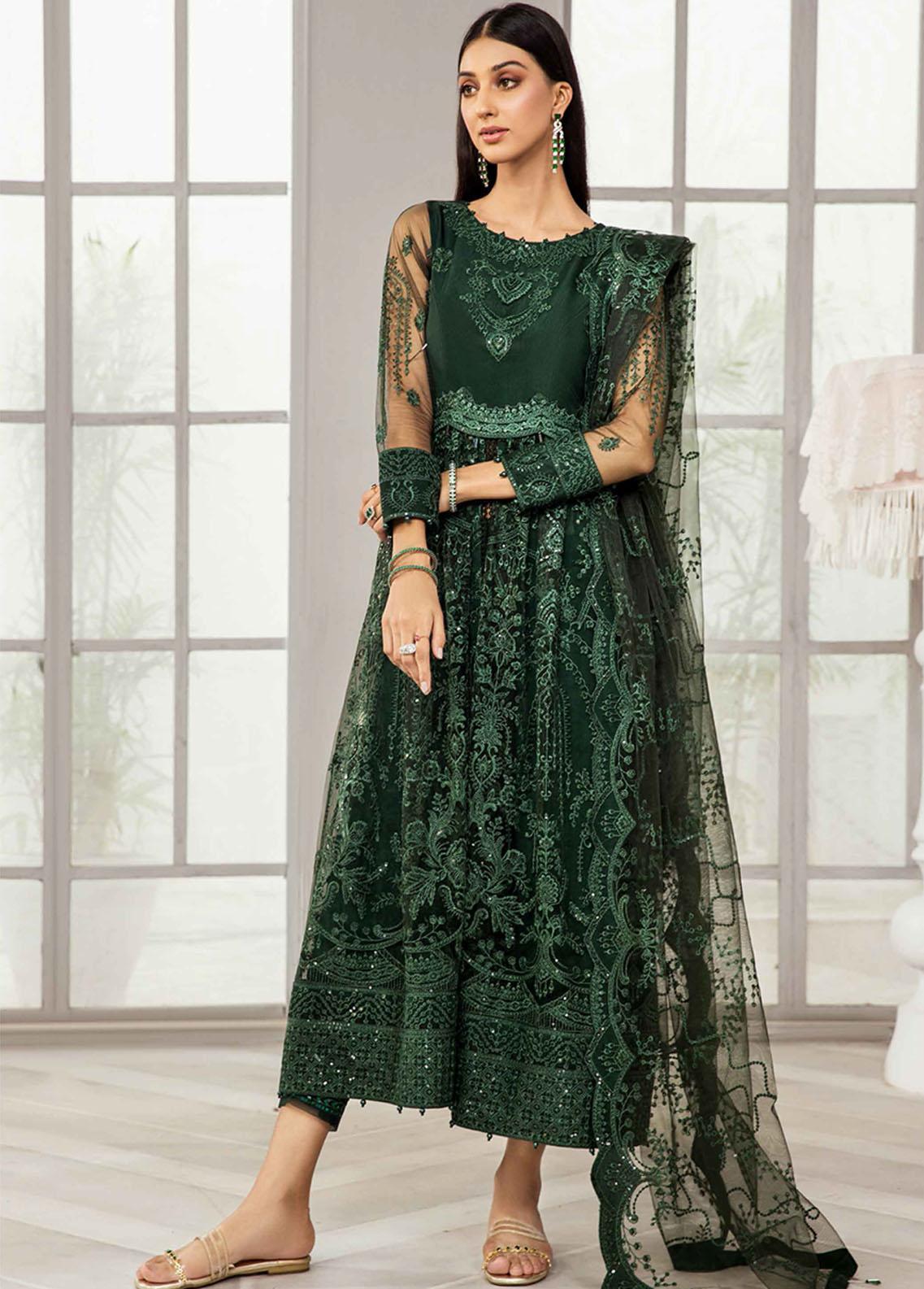 Dua By Alizeh Fashion Embroidered Net Suits Unstitched 3 Piece AFB23DU D-1A Khirad - Festive Collection