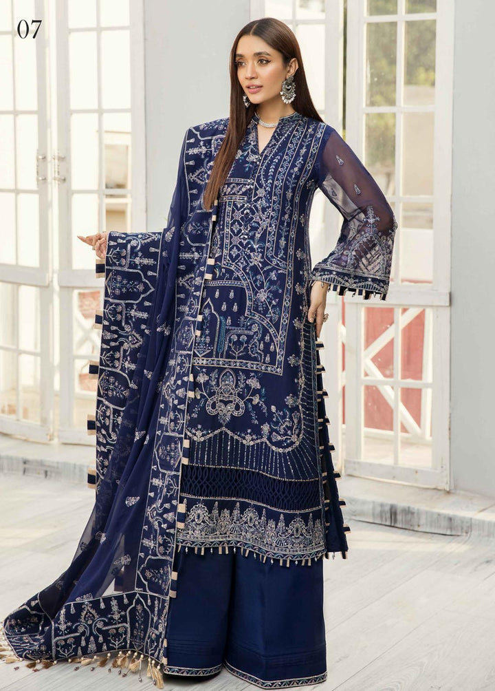 Alizeh Fashion by Bilal Embroidery Embroidered Chiffon Suits Unstitched 3 Piece ABF22F 07 Zartash - Formal Collection