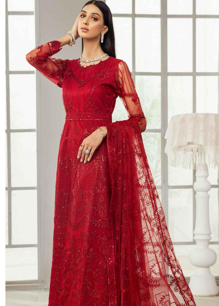 Alizeh Fashion by Bilal Embroidery Embroidered Net Suits Unstitched 3 Piece ABF22F 08 Rubi - Formal Collection