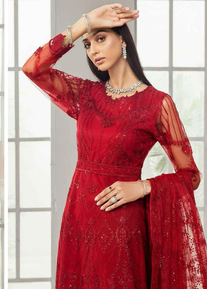 Alizeh Fashion by Bilal Embroidery Embroidered Net Suits Unstitched 3 Piece ABF22F 08 Rubi - Formal Collection