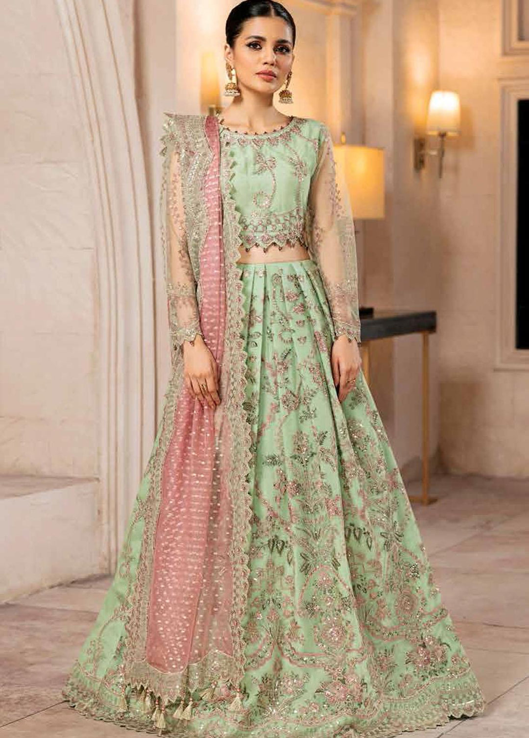 Alizeh Fashion by Bilal Embroidery Embroidered Net Suit Unstitched 3 Piece AFB22F 02 Serin - Festive Collection