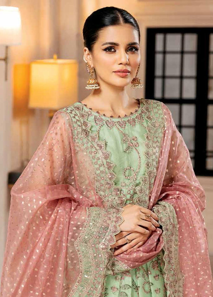 Alizeh Fashion by Bilal Embroidery Embroidered Net Suit Unstitched 3 Piece AFB22F 02 Serin - Festive Collection