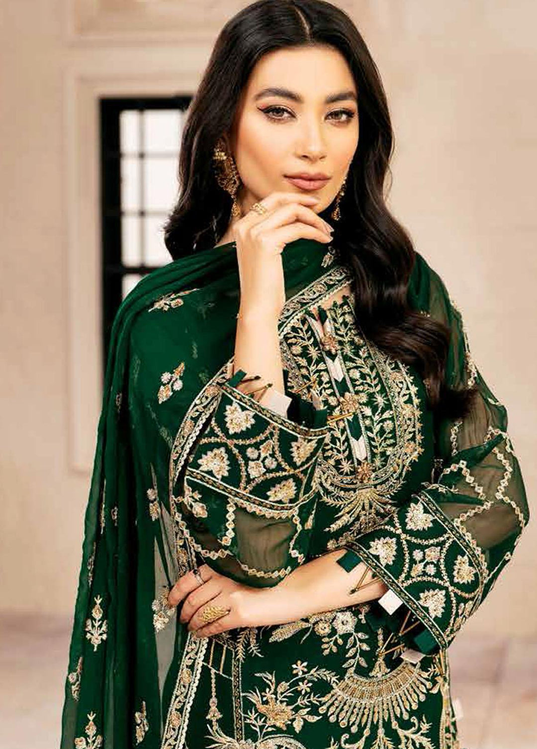 Alizeh Fashion by Bilal Embroidery Embroidered Chiffon Suit Unstitched 3 Piece AFB22F 05 Rusen - Festive Collection