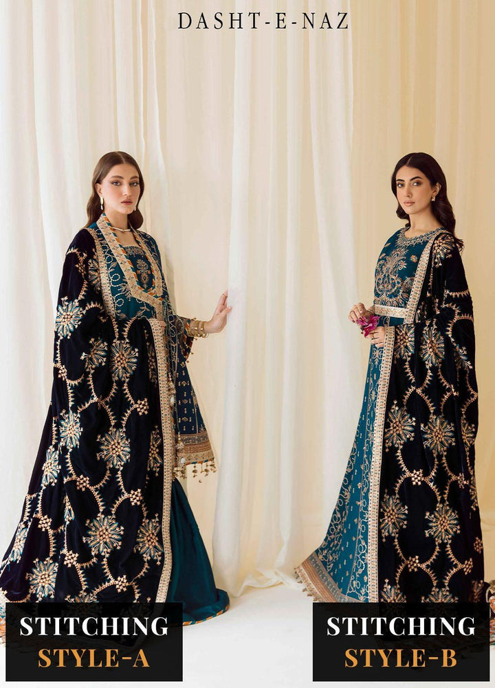 Alizeh Fashion by Bilal Embroidery Embroidered Chiffon Suits Unstitched 3 Piece AFB22PV Dasht-E-Naz - Luxury Collection