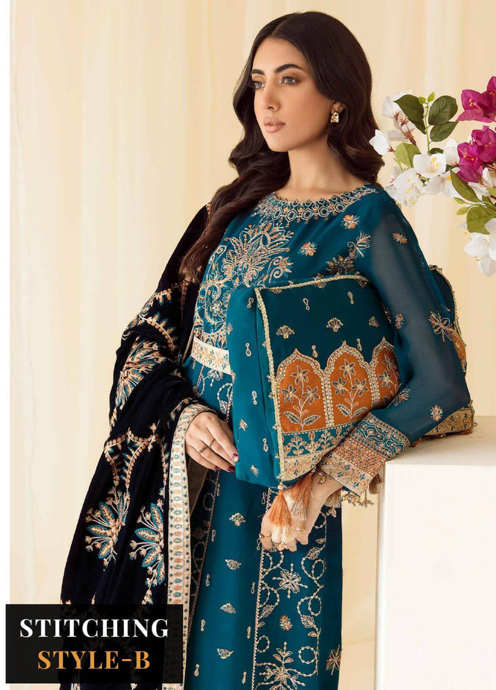 Alizeh Fashion by Bilal Embroidery Embroidered Chiffon Suits Unstitched 3 Piece AFB22PV Dasht-E-Naz - Luxury Collection