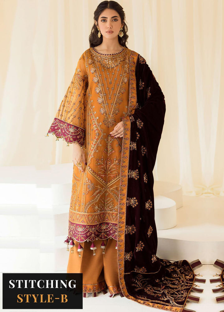 Alizeh Fashion by Bilal Embroidery Embroidered Organza Suits Unstitched 3 Piece AFB22PV Zar Begum - Luxury Collection