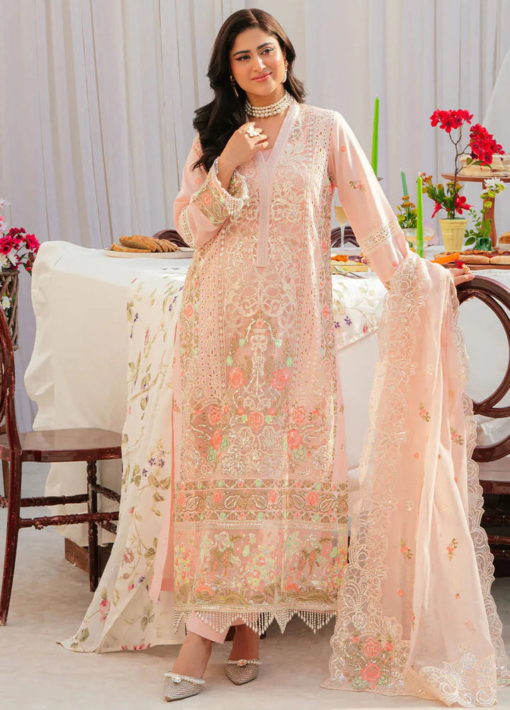 Allenura By Mahnur Embroidered Lawn Suits Unstitched 3 Piece MN24A D-03 Azure - Luxury Collection