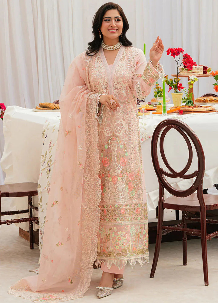 Allenura By Mahnur Embroidered Lawn Suits Unstitched 3 Piece MN24A D-03 Azure - Luxury Collection