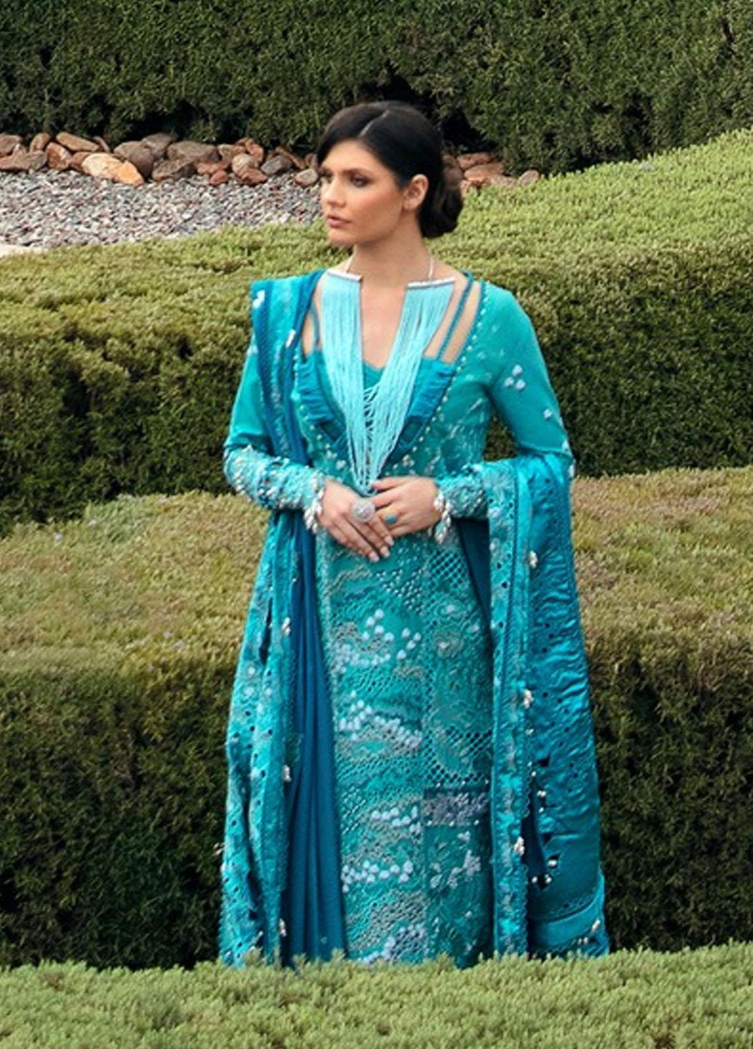 Amaani By Republic Womenswear Embroidered Lawn Suits Unstitched 3 Piece RW23A D-1A Azalea - Luxury Eid Collection