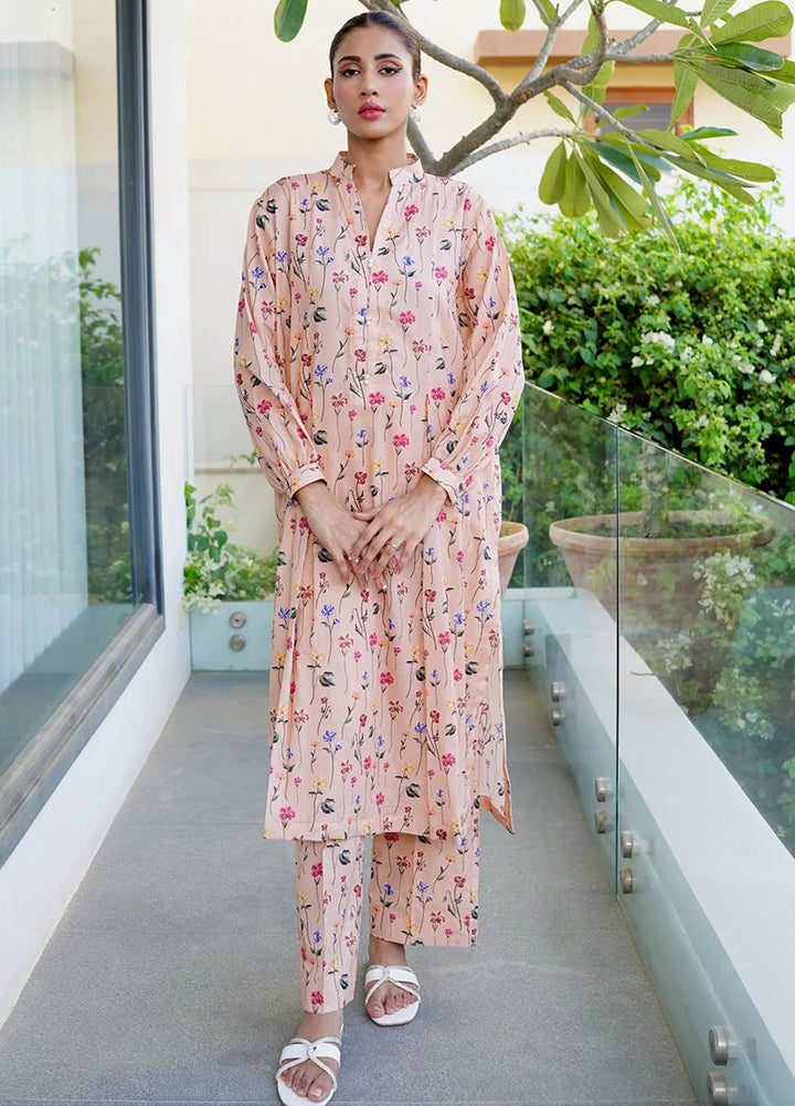 Amal Pret Printed Lawn 2 Piece Suit Beige Bloom