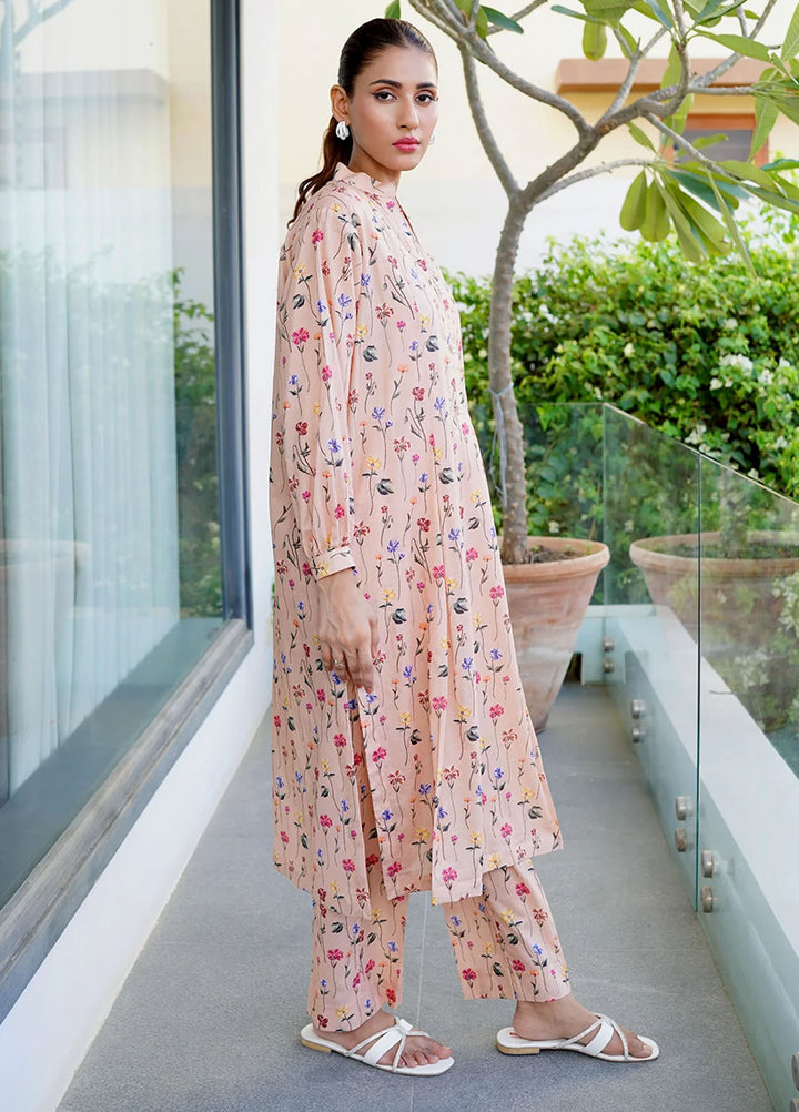 Amal Pret Printed Lawn 2 Piece Suit Beige Bloom