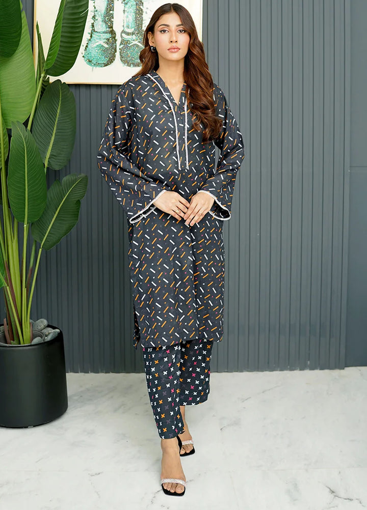 Amal Pret Printed Lawn 2 Piece Suit Black Bliss