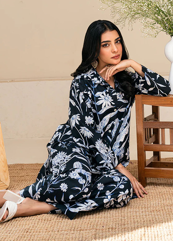 Amal Pret Printed Lawn 2 Piece Suit Black Pearl