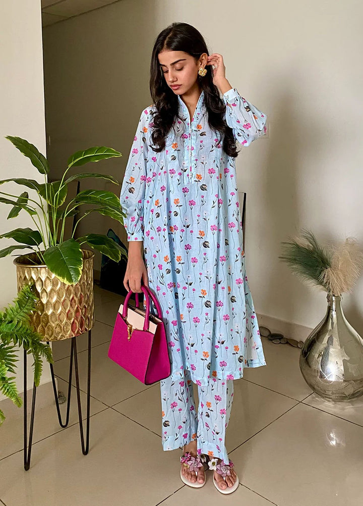 Amal Pret Printed Lawn 2 Piece Suit Blue Majesty