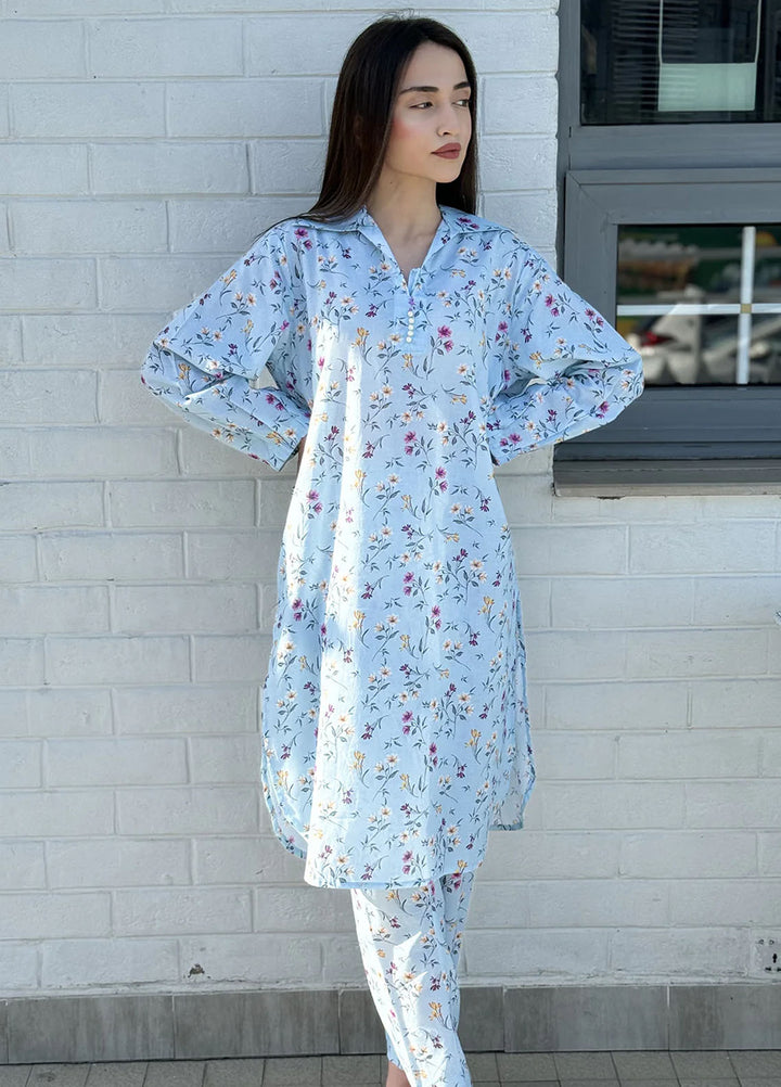 Amal Pret Printed Lawn 2 Piece Suit Celeste