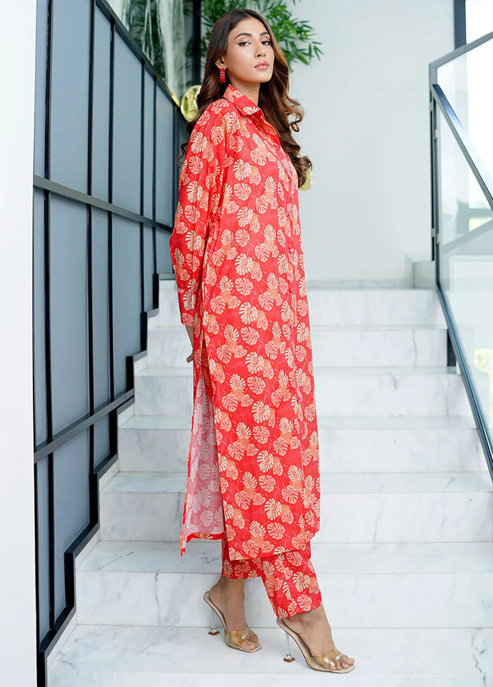 Amal Pret Printed Lawn 2 Piece Suit Coral Charm