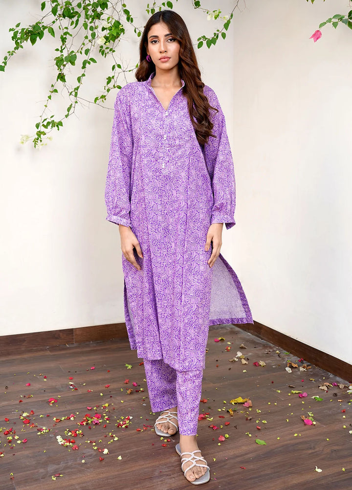 Amal Pret Printed Lawn 2 Piece Suit Purple Prism