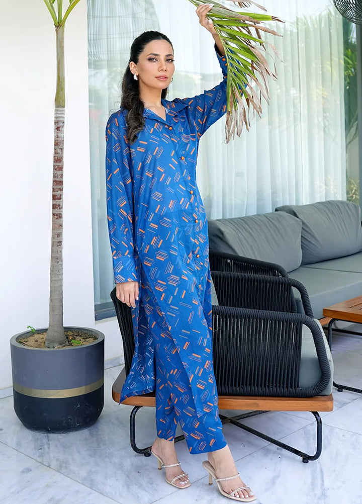 Amal Pret Printed Lawn 2 Piece Suit Sky Line