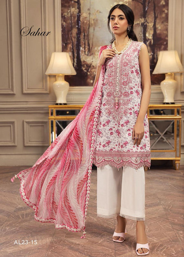 Anaya By Kiran Chaudhry Embroidered Lawn Suits Unstitched 3 Piece AKC23E AL23-15-Sahar - Eid Collection