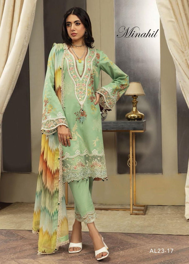 Anaya By Kiran Chaudhry Embroidered Lawn Suits Unstitched 3 Piece AKC23E AL23-17-Minahil - Eid Collection