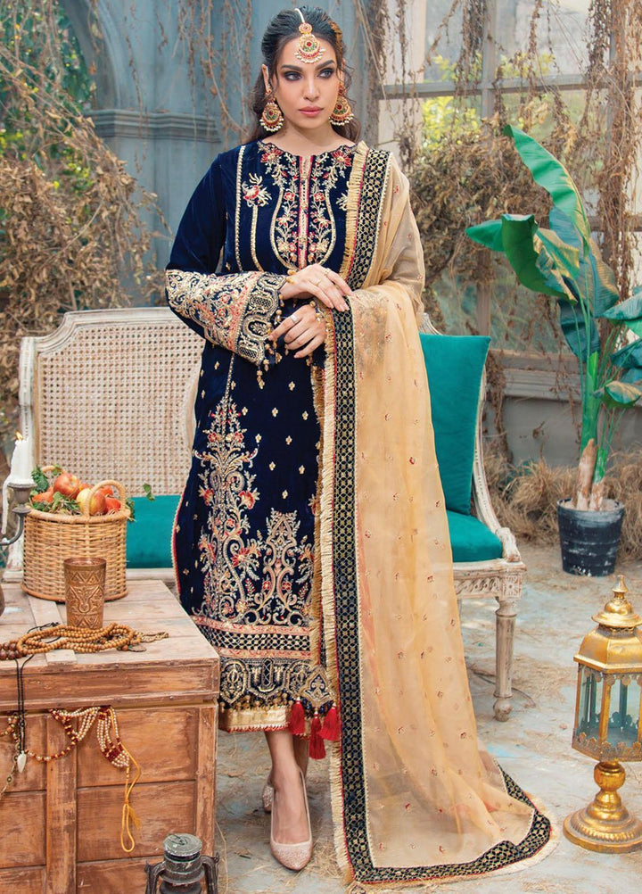 Velour De Fete By Anaya Embroidered Velvet Suits Unstitched 3 Piece AKC21VF VL-21-01 Vivaria - Winter Collection