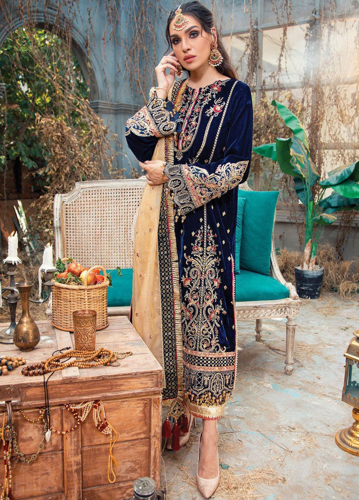 Velour De Fete By Anaya Embroidered Velvet Suits Unstitched 3 Piece AKC21VF VL-21-01 Vivaria - Winter Collection