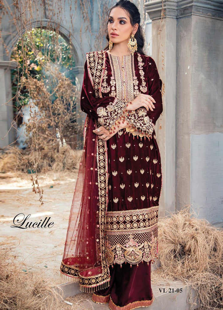 Velour De Fete By Anaya Embroidered Velvet Suits Unstitched 3 Piece AKC21VF VL-21-05 Lucille - Winter Collection
