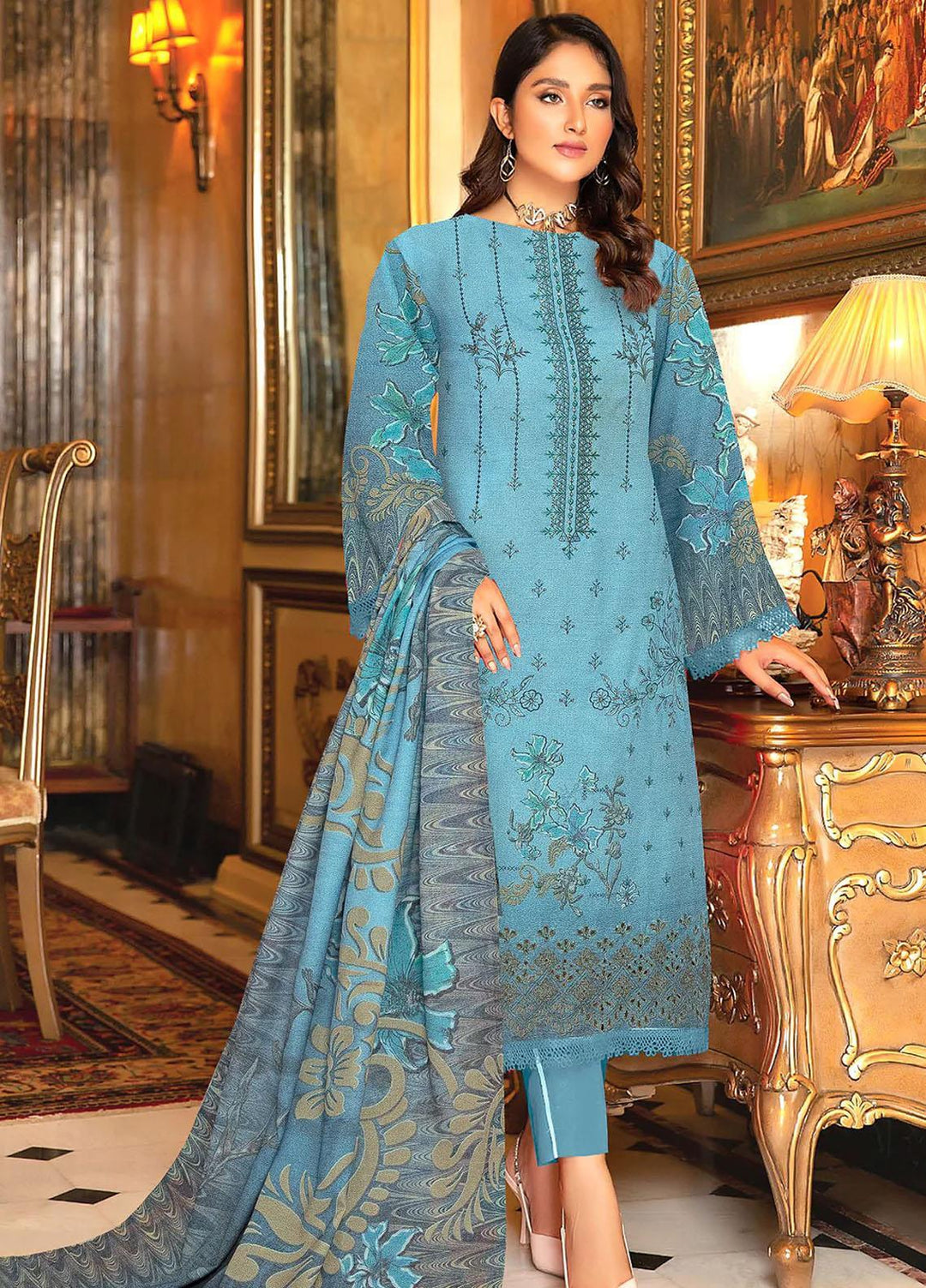 Andaz By Insiya Clothing Embroidered Dhanak Suits Unstitched 3 Piece INS23AZ D-01 - Winter Collection