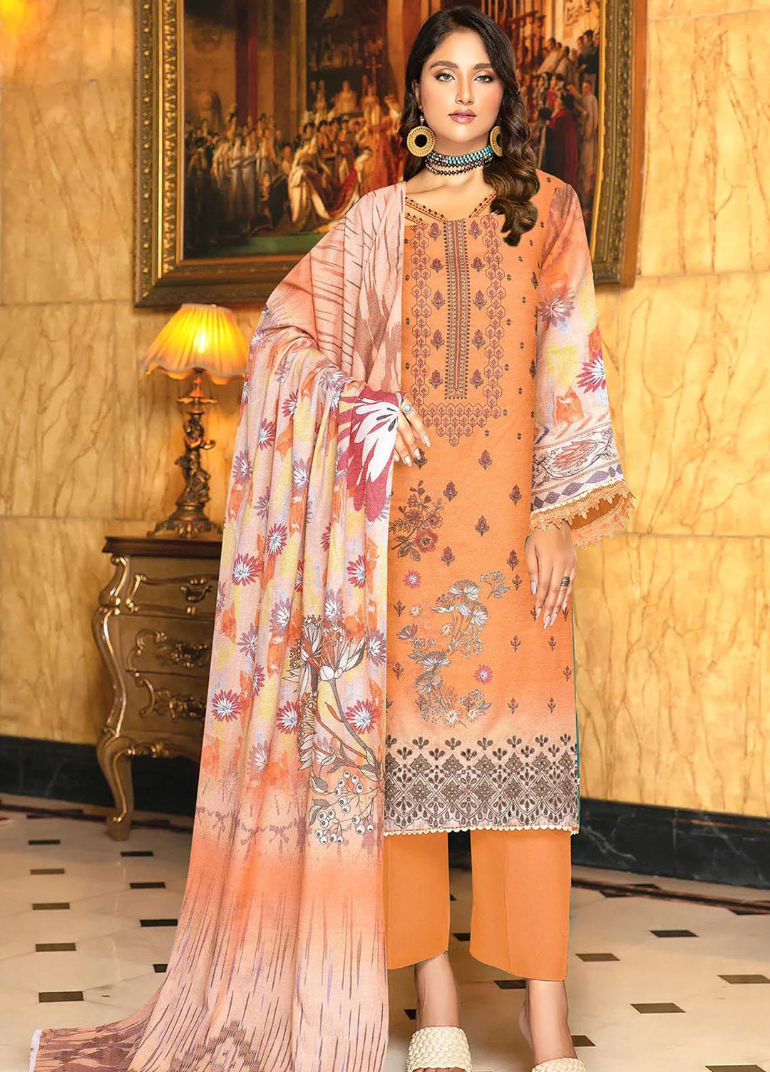 Andaz By Insiya Clothing Embroidered Dhanak Suits Unstitched 3 Piece INS23AZ D-02 - Winter Collection