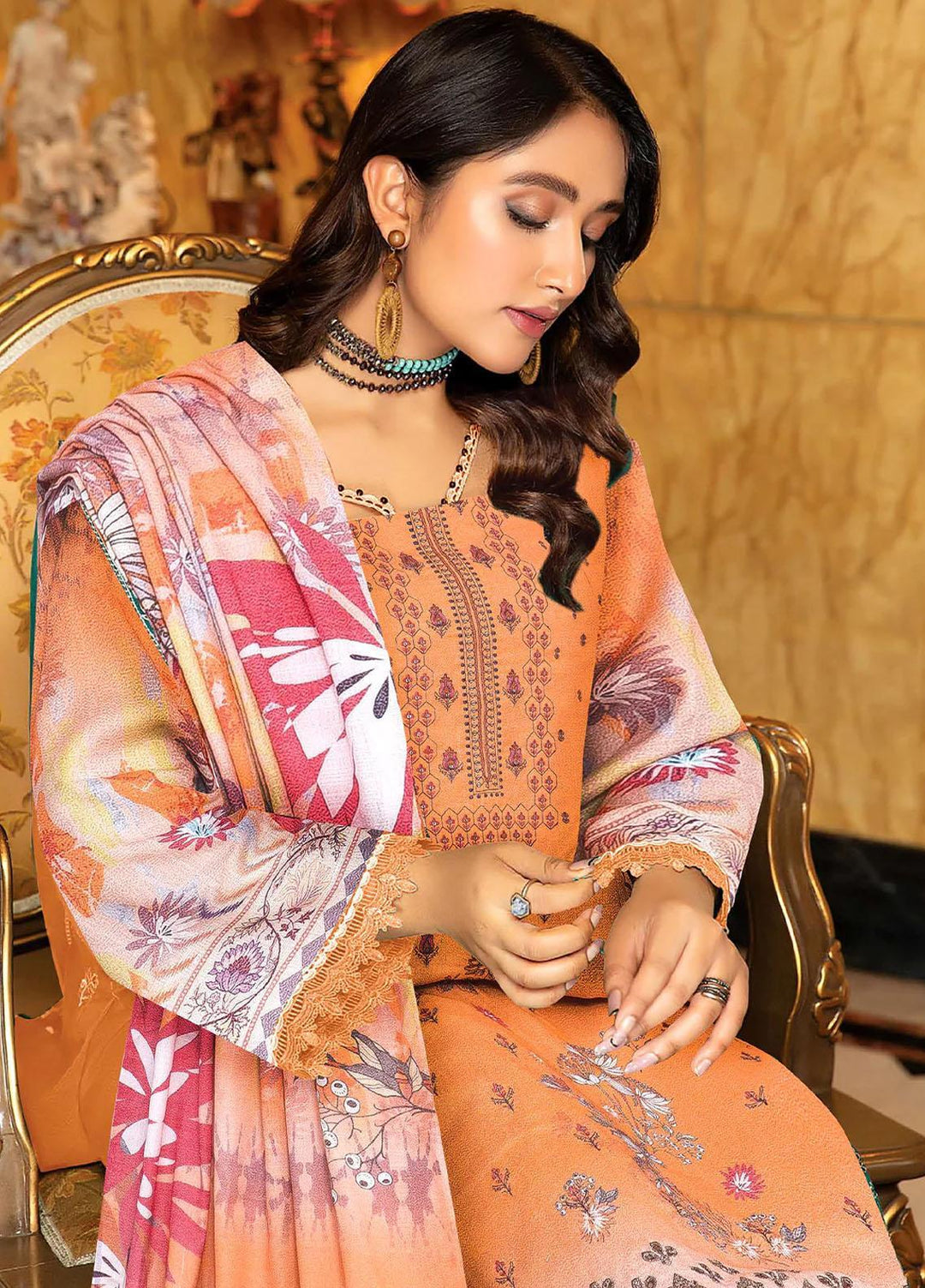 Andaz By Insiya Clothing Embroidered Dhanak Suits Unstitched 3 Piece INS23AZ D-02 - Winter Collection