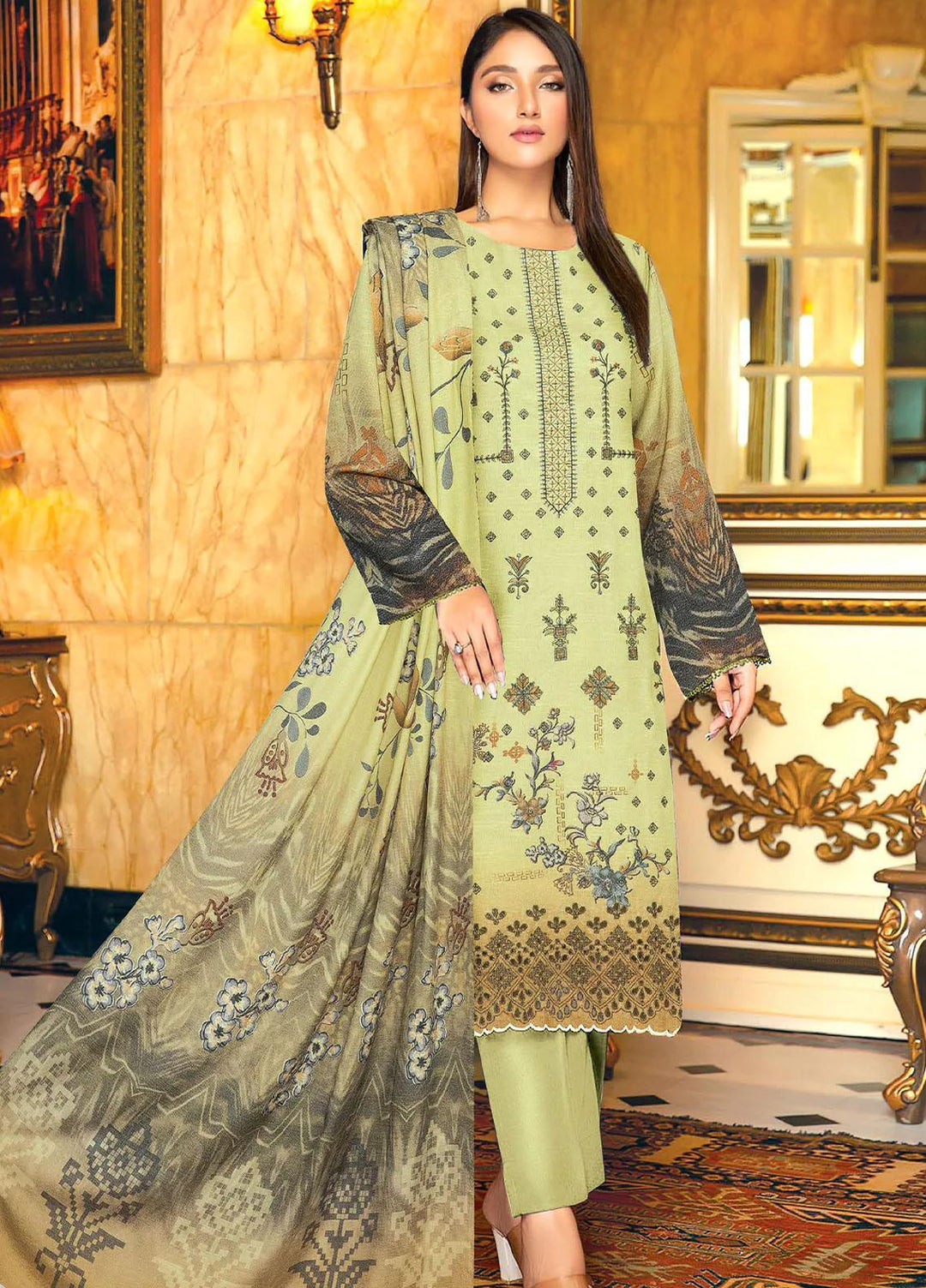 Andaz By Insiya Clothing Embroidered Dhanak Suits Unstitched 3 Piece INS23AZ D-07 - Winter Collection