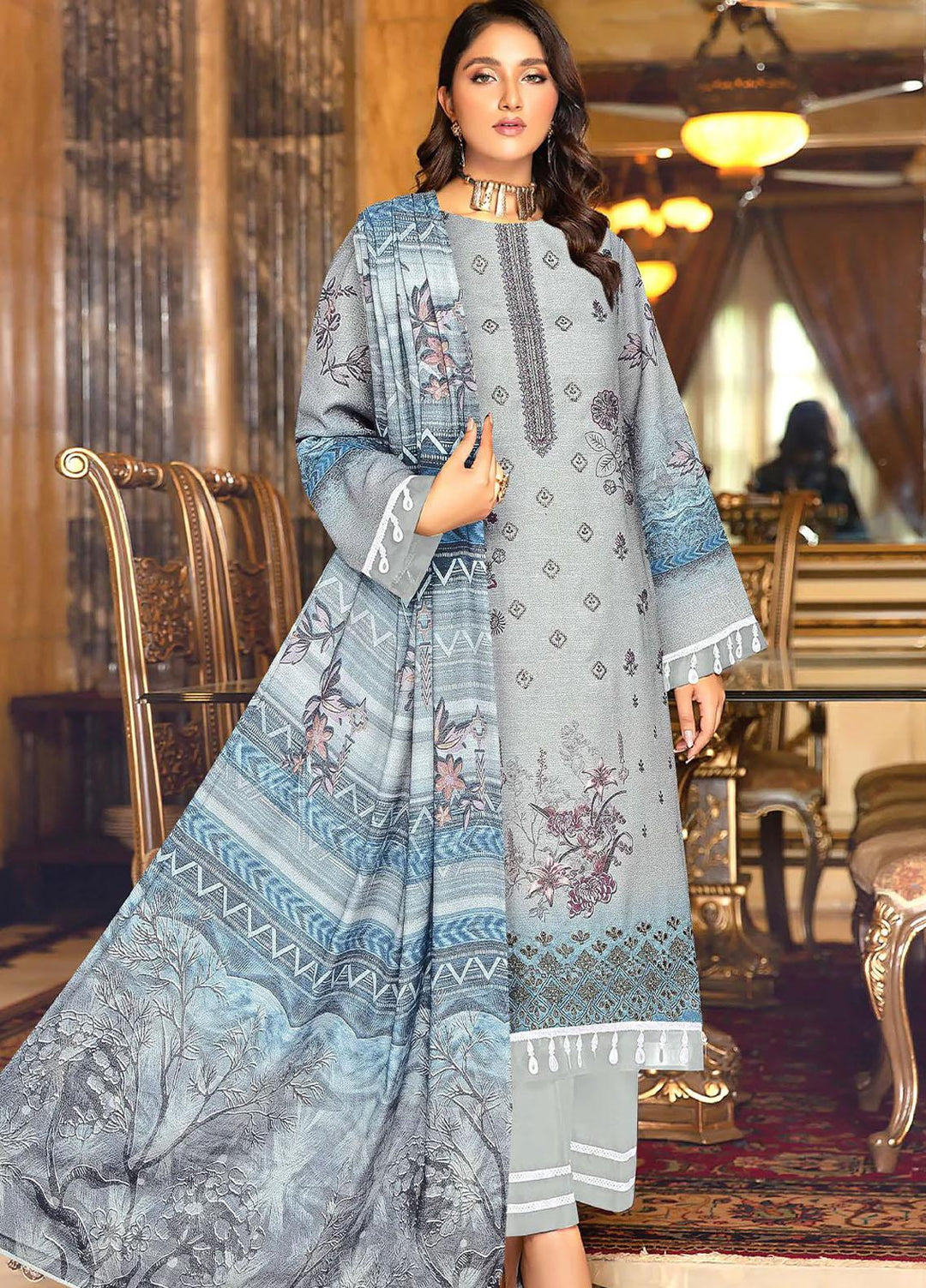 Andaz By Insiya Clothing Embroidered Dhanak Suits Unstitched 3 Piece INS23AZ D-10 - Winter Collection