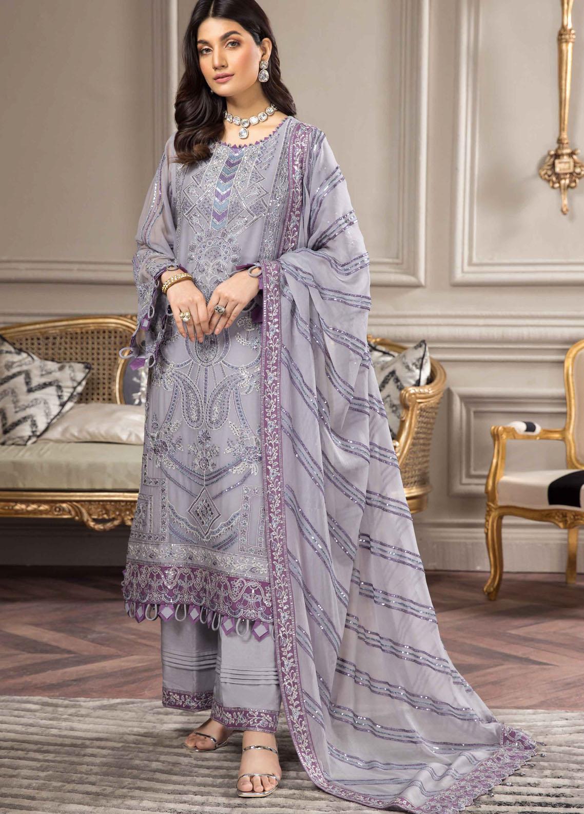 Reena by Alizeh Fashion Embroidered Chiffon Suits Unstitched 3 Piece AFB25RW HM-4048 Nashmia - Wedding Collection