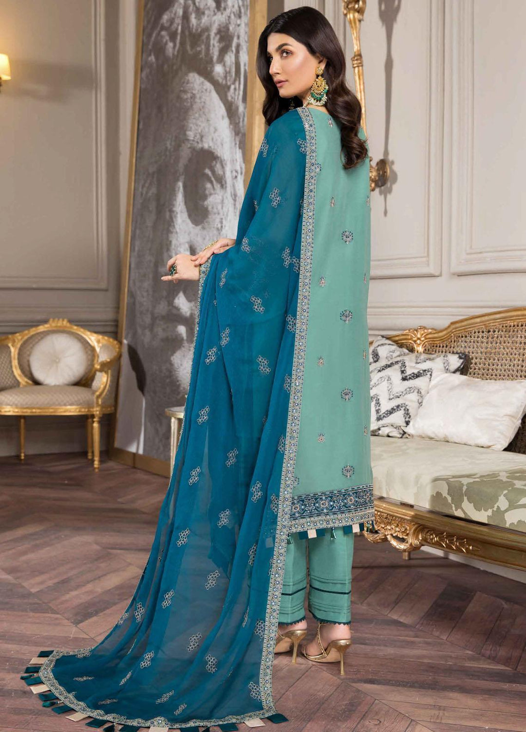 Aqs-e-Dast By Alizeh Fashion Embroidered Chiffon Suits Unstitched 3 Piece AFB22-F11 07 Zeb - Festive Collection